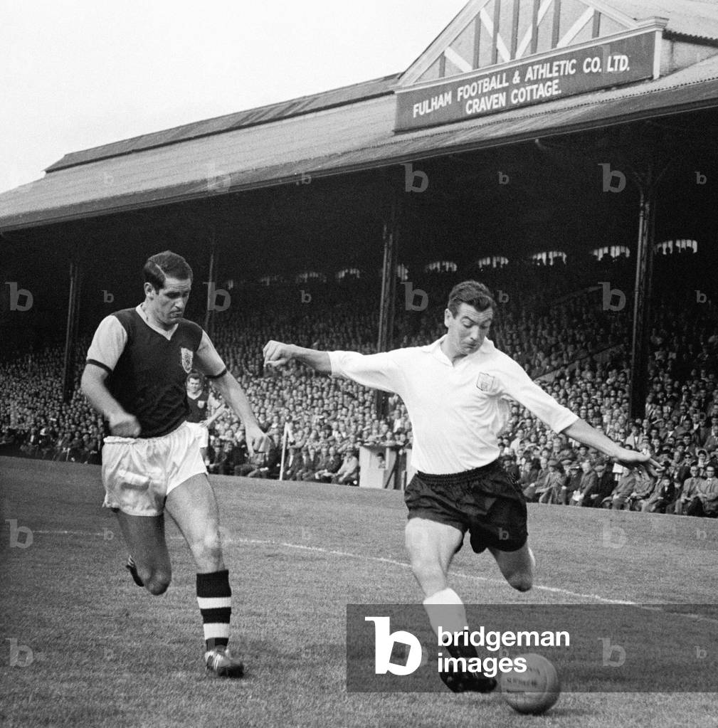 Johnny Haynes of Fulham in action against Burmely during their League division one match at Craven CottageSeptember 1961 (photo)