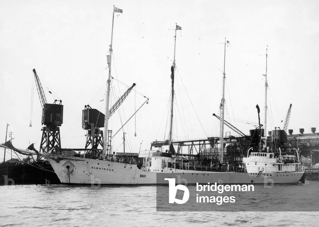 The Swedish four masted sailing schooner, Albatross seen here at the Deepwater Wharf. 30th September 1960 (b/w photo)