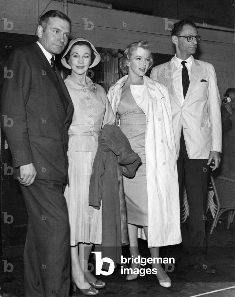 Marilyn Monroe with her husband Arthur Miller, 1956 (b/w photo)