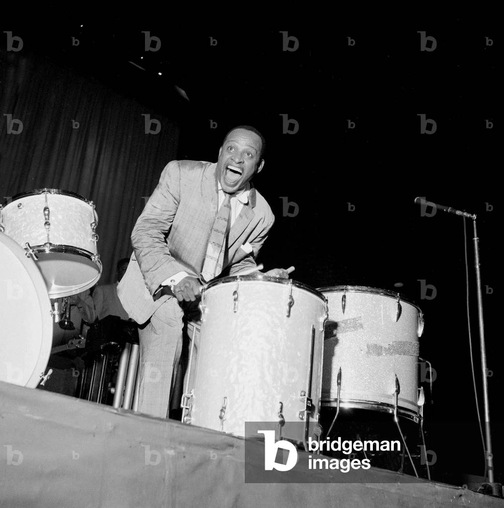 Lionel Hampton, band leader at the Empress hall in London, 22nd October 1956 (b/w photo)