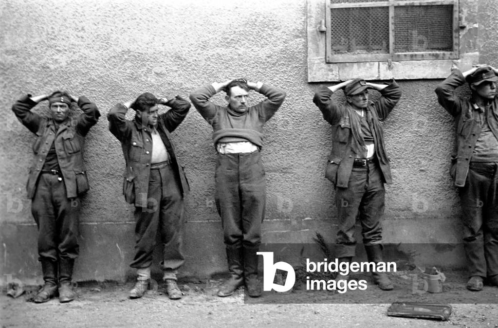 German Troops captured by elements of the US Army at Cherbourg following the Allied invasion of Normandy, Northern France during World War II. 
June 1944 
OL307NA-006