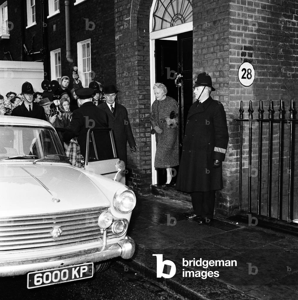 Lady Churchill leaving for a drive, 1965 (b/w photo)