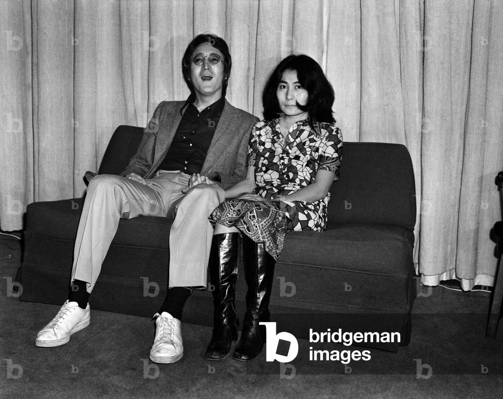 Singer John Lennon with his wife Yoko Ono in Majorca. April 1971