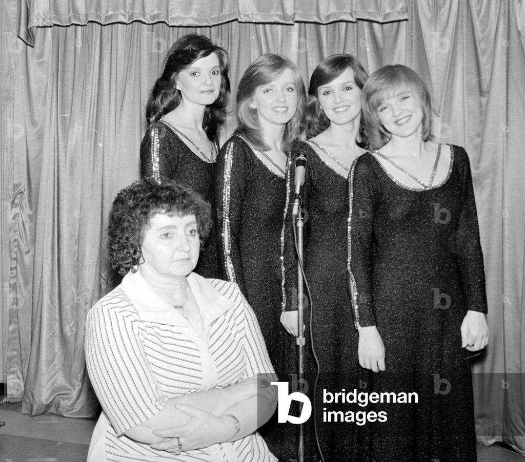 Maureen Nolan mother of the Nolan sisters seen here with the girls during the girls tour of the U.K., Feburary 1979
