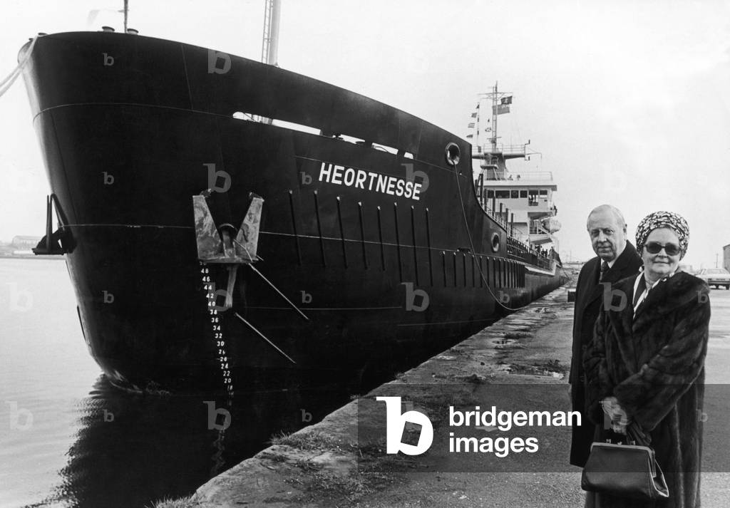 John Tholen chief executive of the Tees and Hartlepool Port Authority seen shortly after the naming ceremony for the £2.7 million dredger Heortnesse. 12th December 1979 (b/w photo)