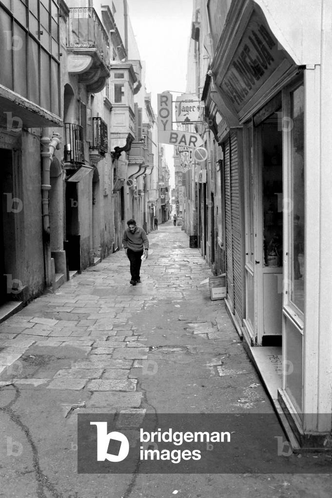 Preparation for the British Departure from Malta. The Gut, Malta's famous red light district which is now out of bounds to British servicemen. January 1972