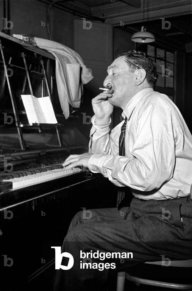 Song writer Harry Leon seen here playing piano. May 1953 D2367-003