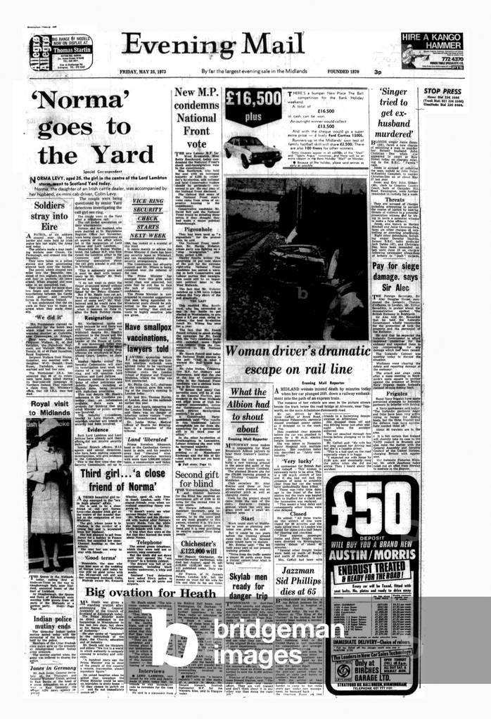 Evening Mail Front Page Published 25th May 1973 (b/w photo)