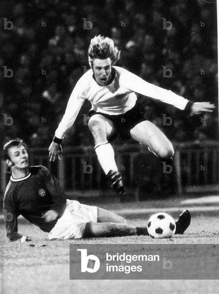 Gunter Netzer of Borussia Moenchengladbah, pictured on international duty for West Germany, April 1972 (b/w photo)