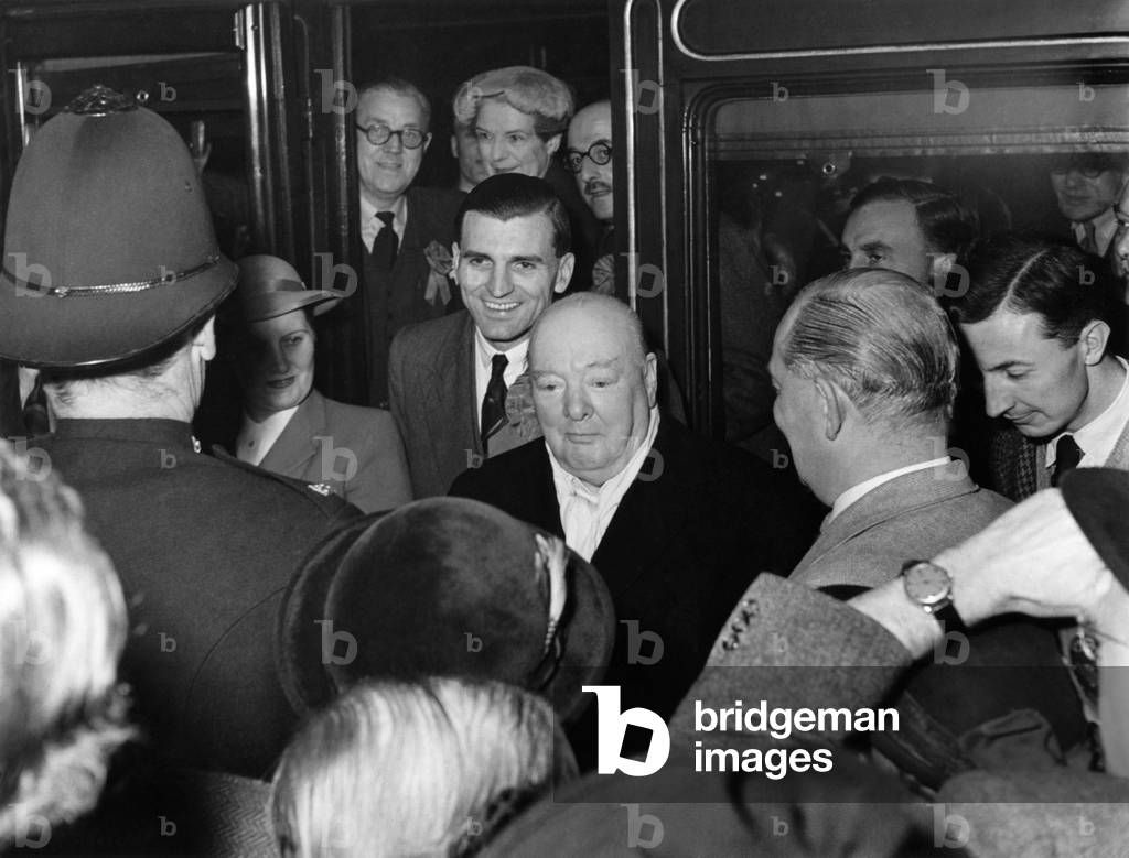 General Election 1950. Winston Churchill speaks in support of Lady Violet Bonham Carter.