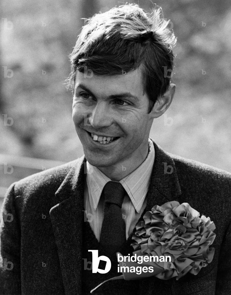 Conserative Candidate Mathew Parris electioneering in Hathersage, Derbyshire. In the Villages Dale Estate. April 1979