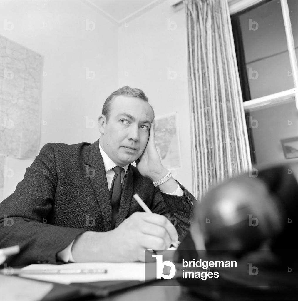 Raymond Humphreys the Labour candidate for Wanstead and Woodford sat in his tiny office at Church Lane Leytonstone last night and wrote his letter of resignation. Raymond Humphreys who was acquitted of a rape charge last week, writing a letter to the Labour party. December 1969