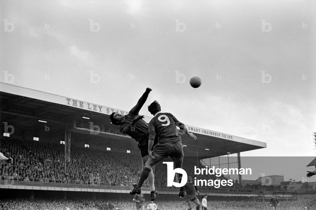 Derby v. Liverpool. Green in the Derby goal kept busy by Liverpool attack. November 1969 (photo)