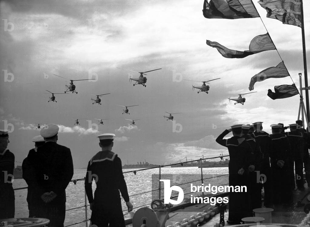 Queen Elizabeth II Coronation Fleet Review June 1953 (b/w photo)