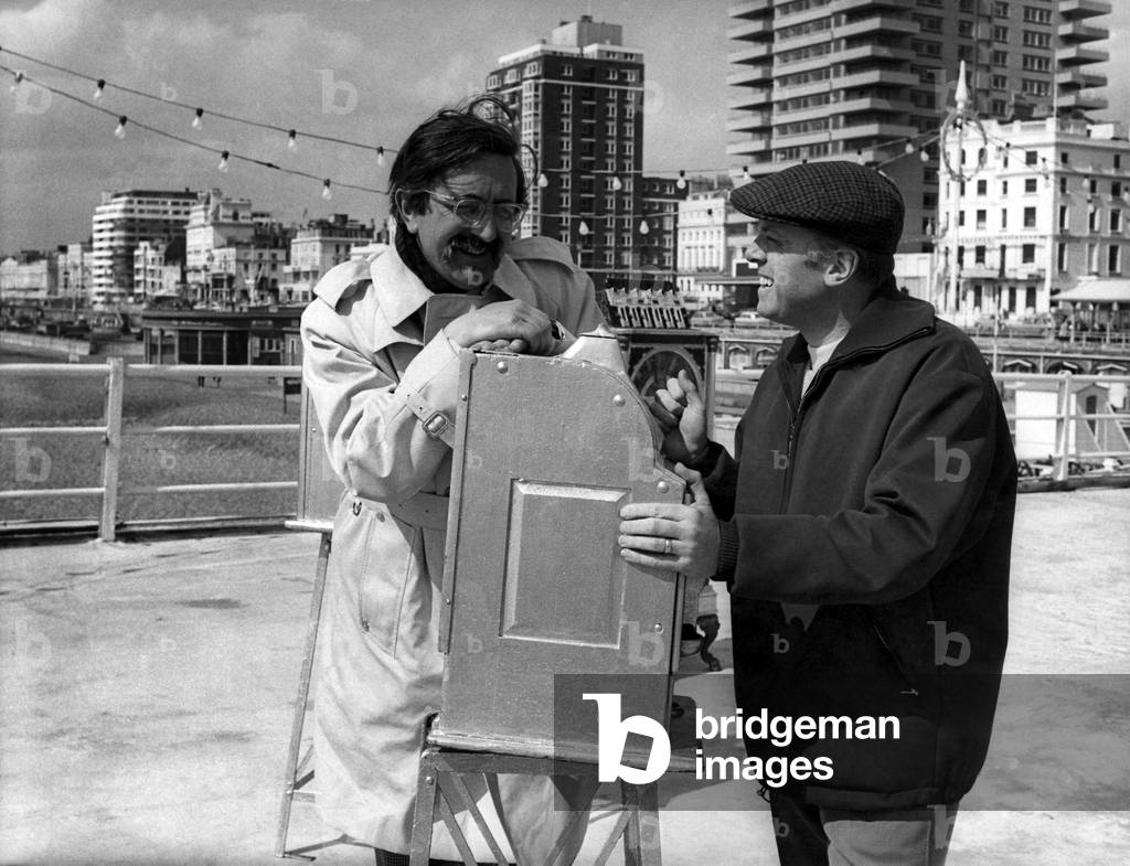 Director Richard Attenborough and producer-writer Len Deighton relax during a break in rehearsals for 