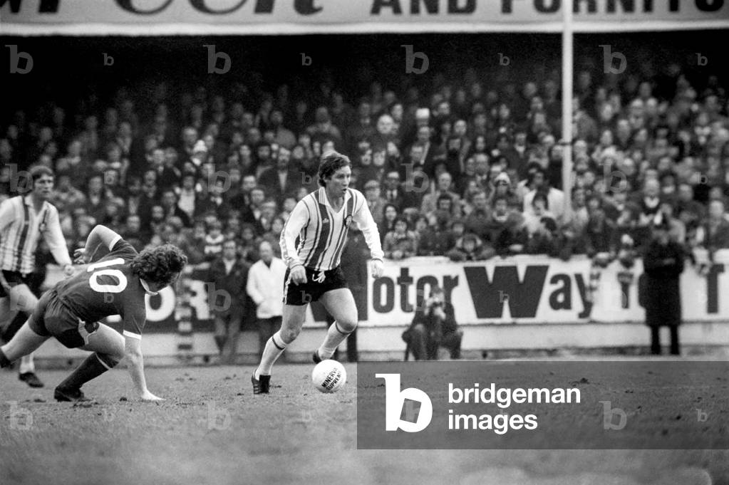 F. A. Cup. Southampton (1) vs. Chelsea (1). Alan Ball captain of Southampton. January 1977 (photo)