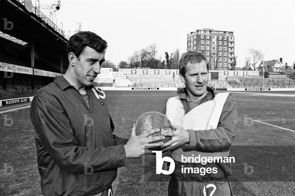 Frank Saul arrives at Southampton, and Martin Chivers leaves, in a swap deal with Tottenham Hotspur, pictured at The Dell, 11th January 1968 (photo)