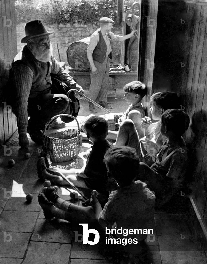 A scene in the doorway of the 300 year old 