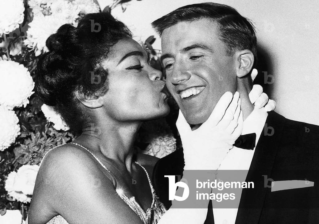 Earha Kitt Actress singer with Roy Castle at the Royal Variety Show 1958