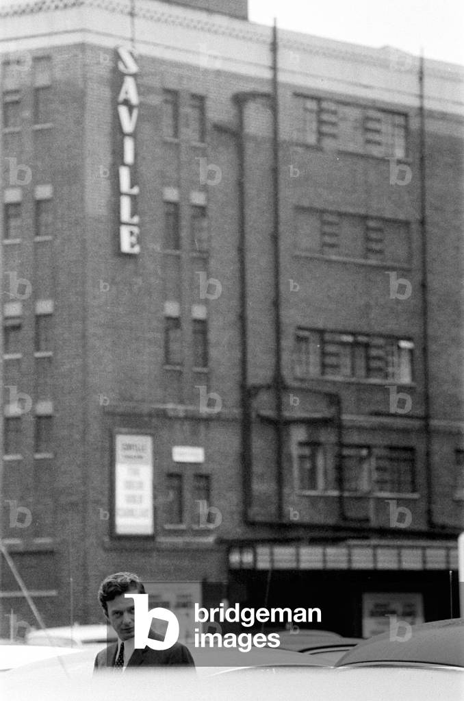 Brian Epstein pictured outside The Saville Theatre, Shaftsbury Avenue, London, 1965