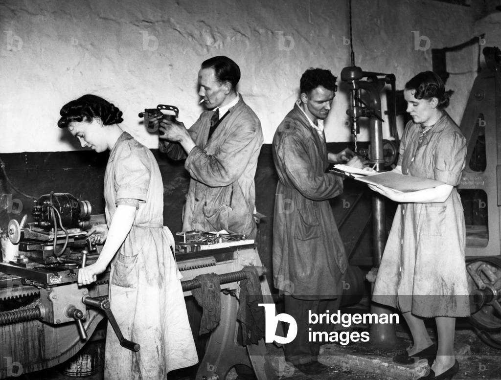 Mr and Mrs Lambert, Mr and Mrs Fraser, engineering shop, Stockport. 23rd June 1941.