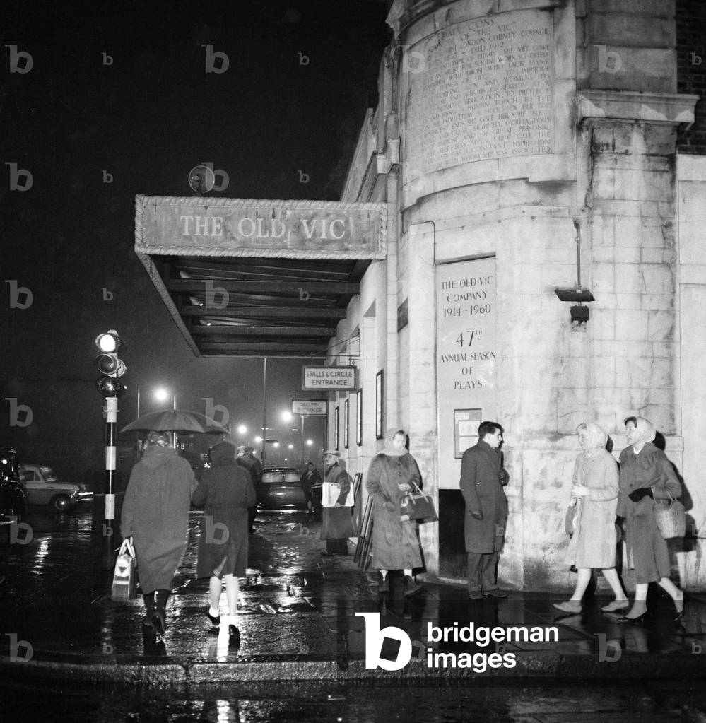 The Old Vic theatre in the West End, central London. 9th January 1961 (b/w photo)