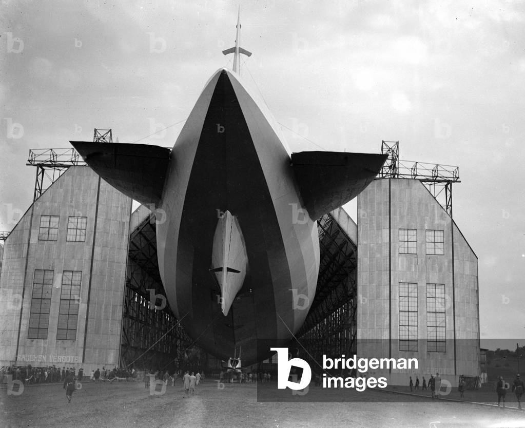 USS Los Angeles (ZR3), a 2,472,000 cubic foot rigid airship was built at Friedrichshafen, Germany. Her construction was partially funded by German World War I reparations and was conditional on her being employed for 