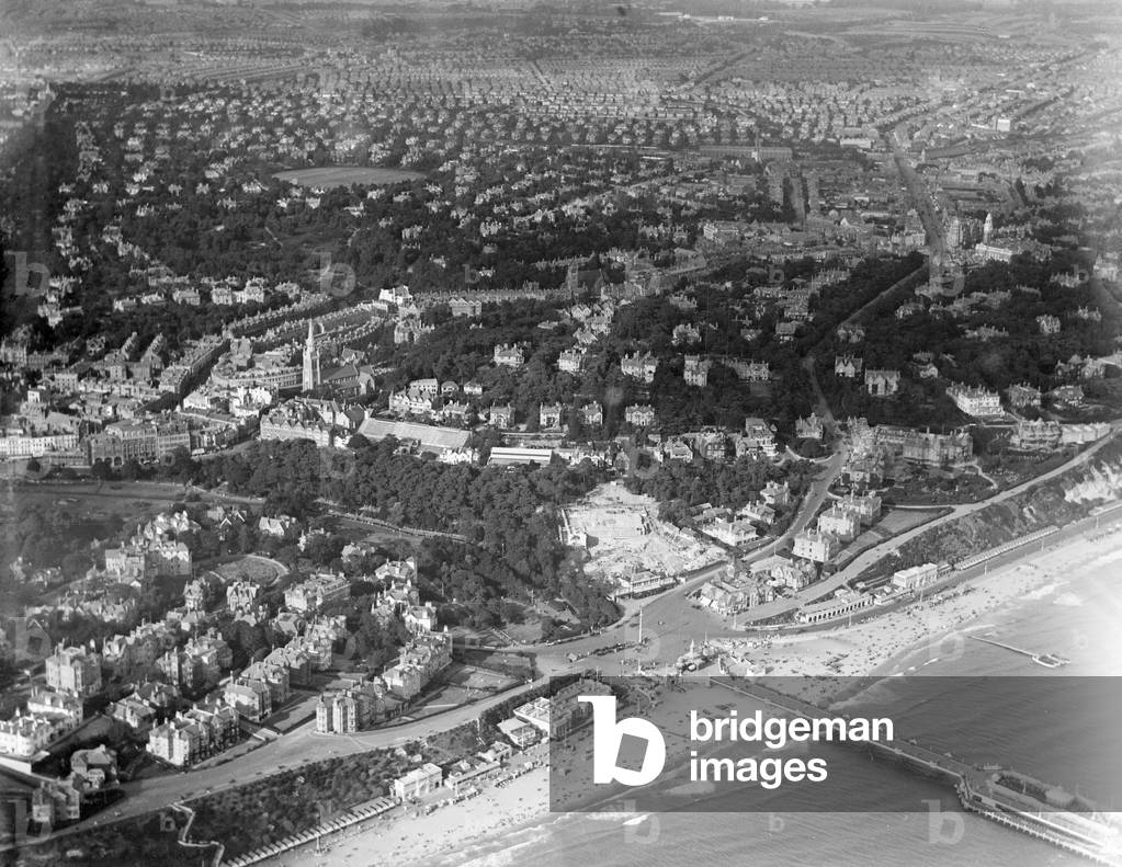 Aerial view of the sea front at Bournmouth. September 1926 (b/w photo)