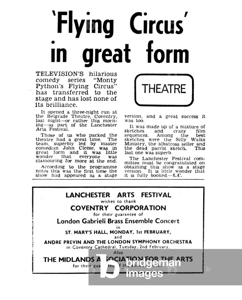 Coventry Evening Telegraph. Published 1st February 1971 (b/w photo)