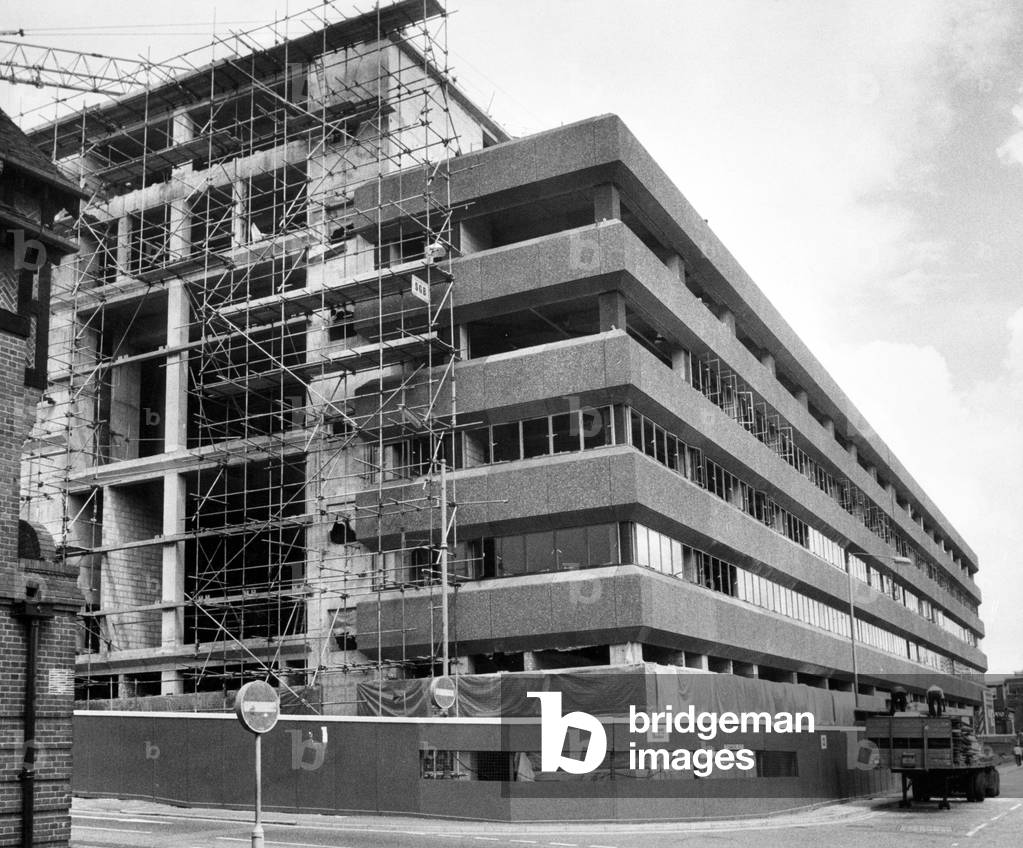 The new Post Office building in Bishop Street where the sorting system will be housed. 17th July 1975.