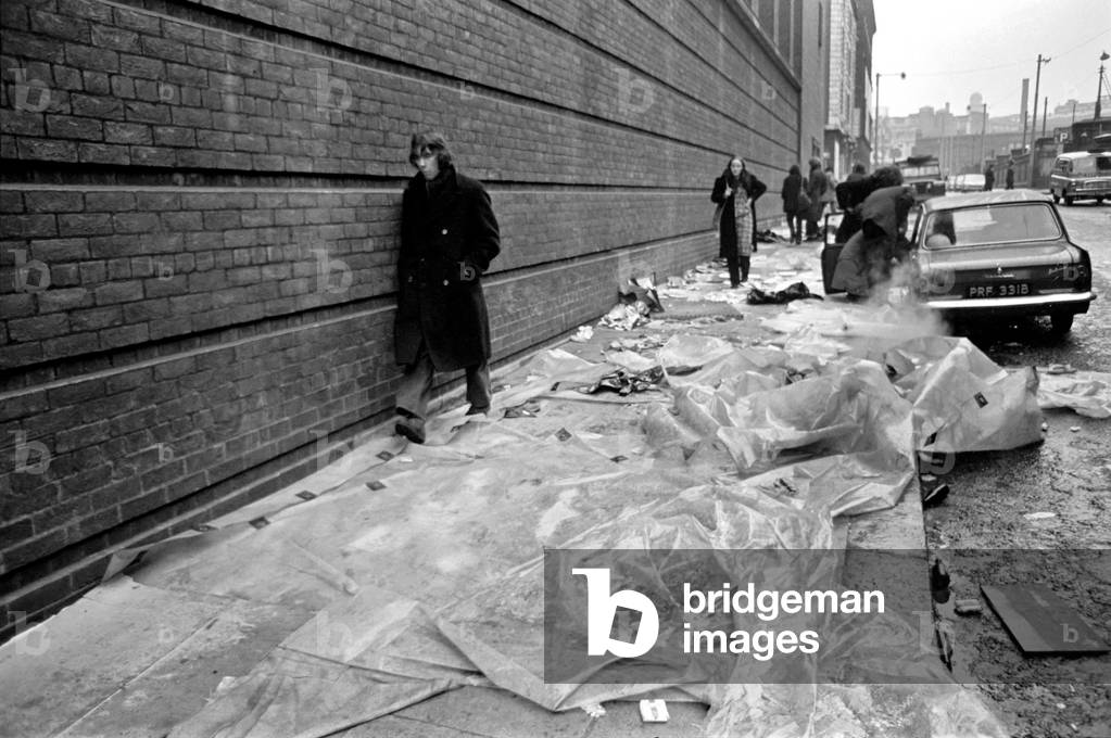 Queue for Rolling Stones Concert in Manchester. February 1971 (b/w photo)