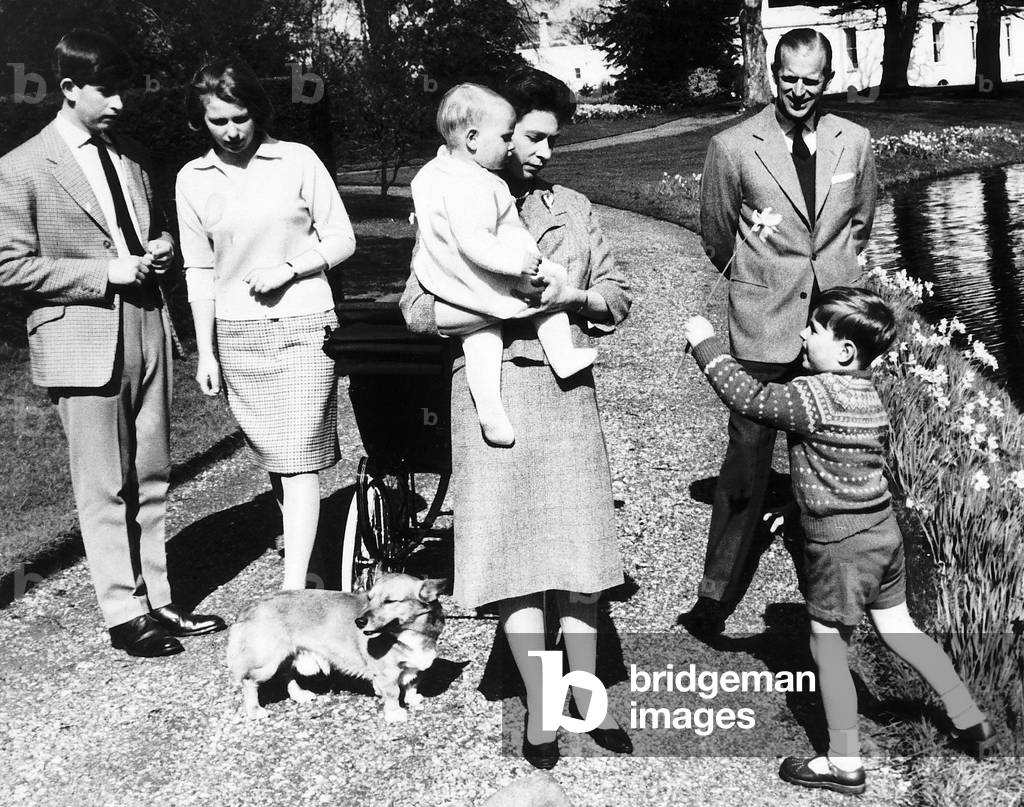 Queen Elizabeth II with the royal family, April 1965