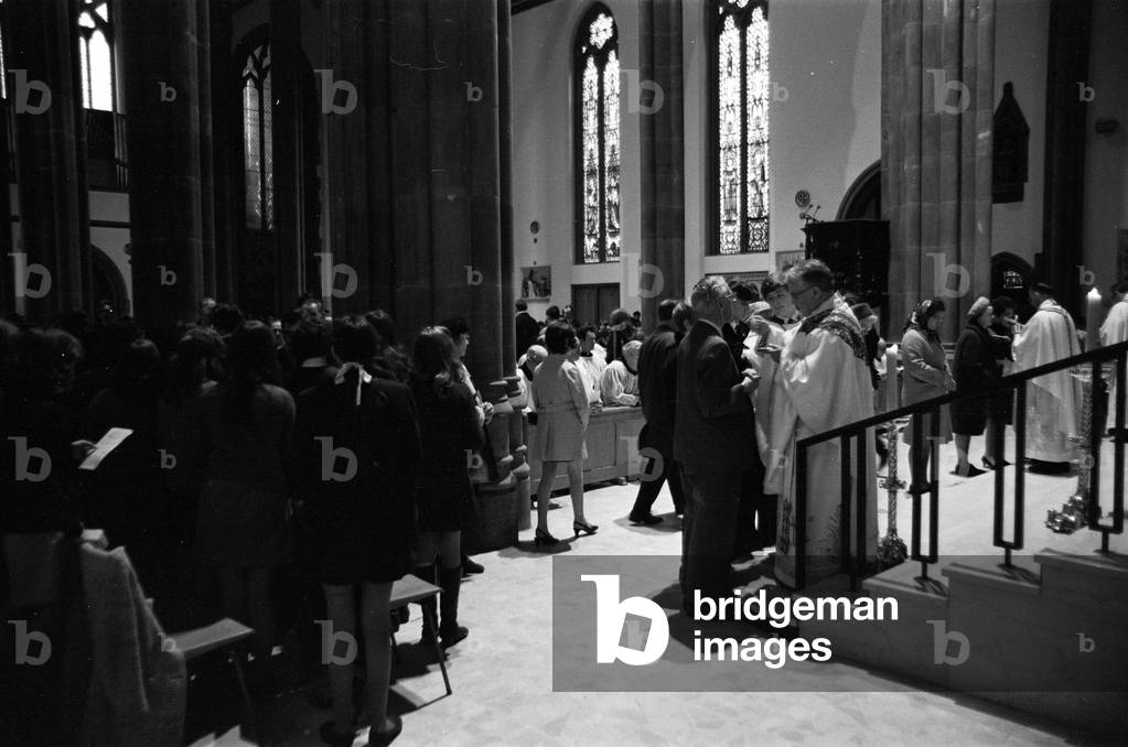 St Patrick's Day Service, Birmingham, 17th March 1970 (b/w photo)