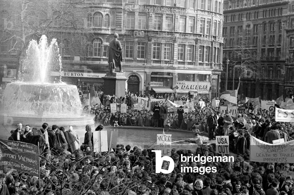 Demonstrations against American involvement in the Vietnam War, London, March 1968 (b/w photo)