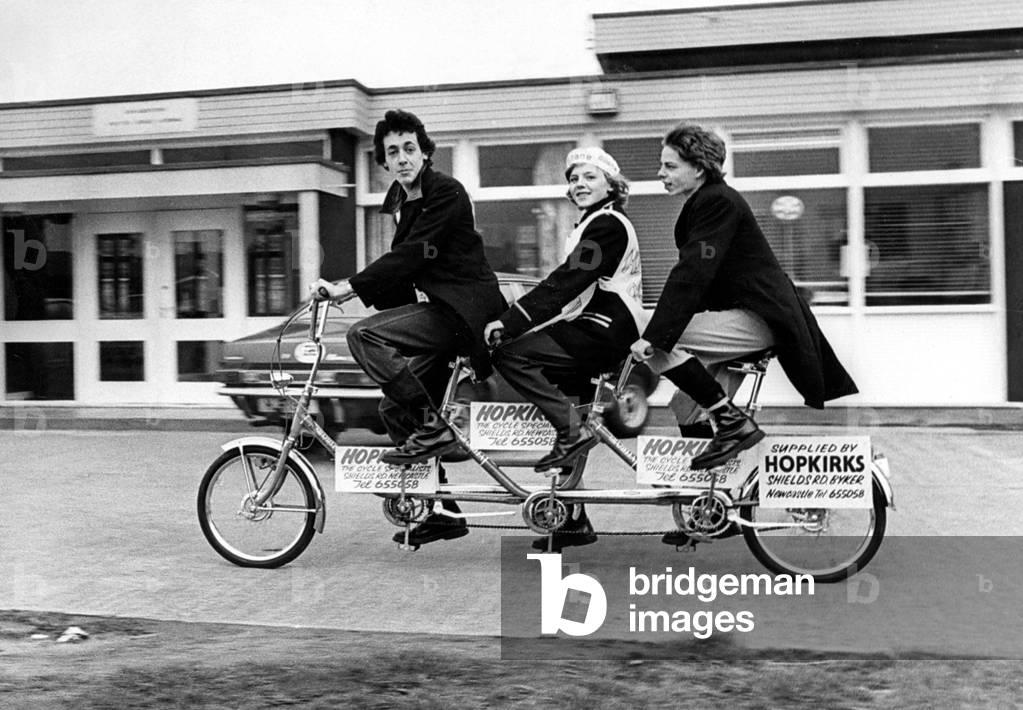 Pupils from Longbenton High School and their transport to their schools expedition centre in Harwood Forest. in Northumberland. The three are Peter may (left) chris Rowell (centre) and Keith Redden, 1970