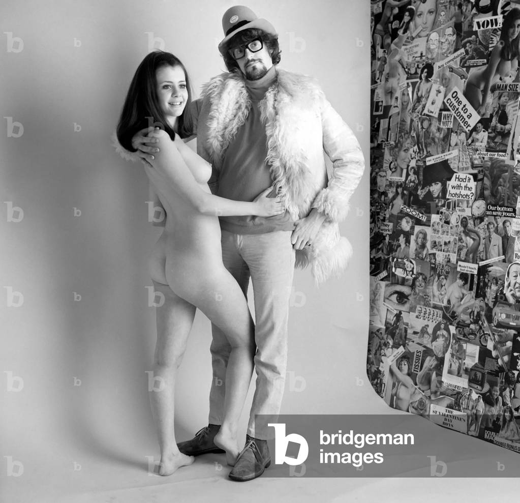 Jonathan King posed with 17 year old model Mary Colinson from Malta for a pin-up photograph for a calendar to be sent to disc jockeys and producers to plug Jonathan's current record 