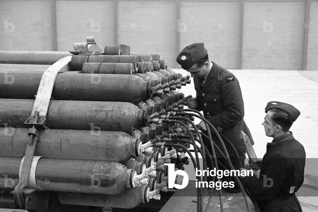 Barrage Balloon canisters at Hook, Surrey. October 1938