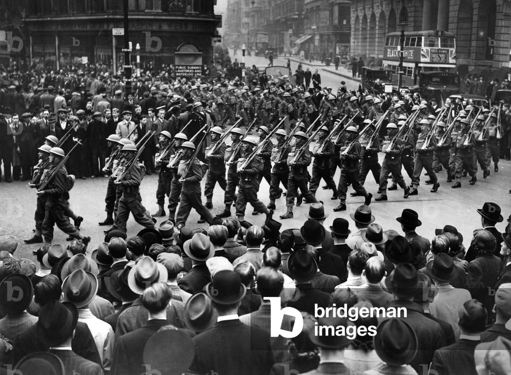 The Royal Pioneer Corps pictured marching through the city of London May 1940 (b/w photo)