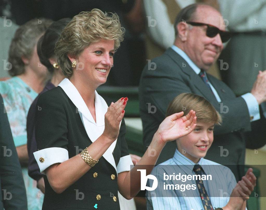 Princess Diana and Prince William at the Wimbledon women's final match, July 1994 (photo)