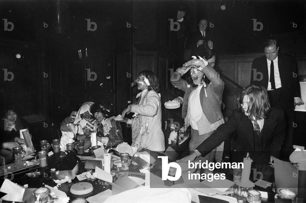 The Rolling Stones launch their Beggars Banquet album at the Elizabethan Room, Gore Hotel, 190 Queensgate on 5 December 1968 (b/w photo)