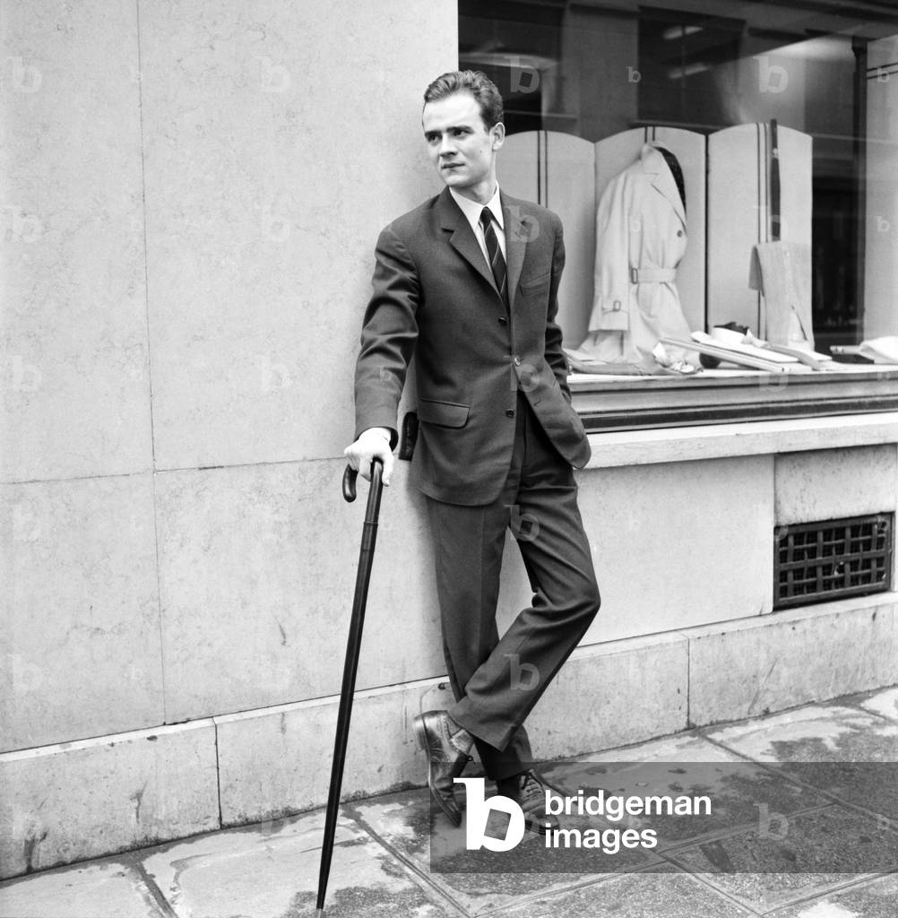 Men modelling the latest 1963 menswear design's in the streets of Paris, April 1963 (b/w photo)