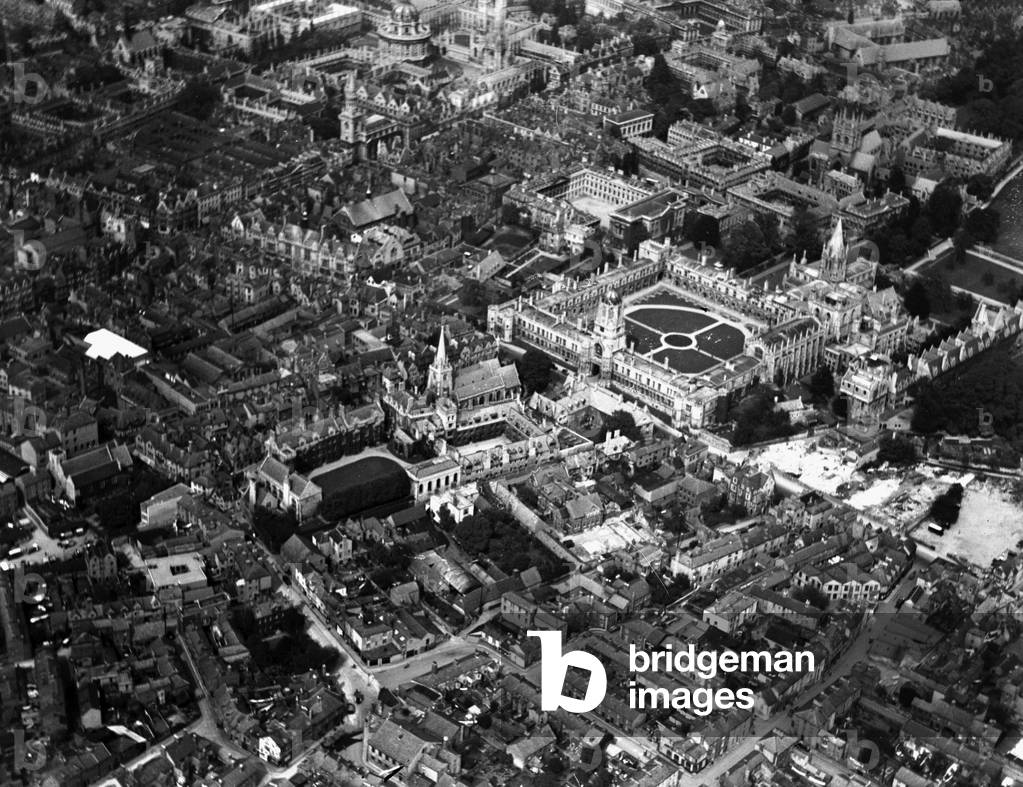 Aerial view of the town of Oxford, 5th July 1927 (b/w photo)