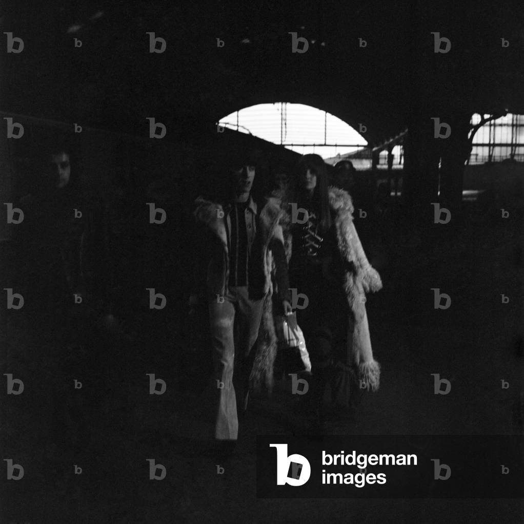 The Rolling Stones on stage of Newcastle City Hall on Thursday 4/3/1971 for the first concert of their Tour of England. March 1971 (b/w photo)