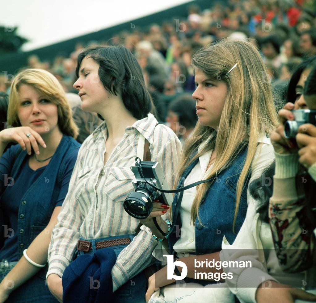 Female fans watching Bjorn Borg at Wimbledon 1975.