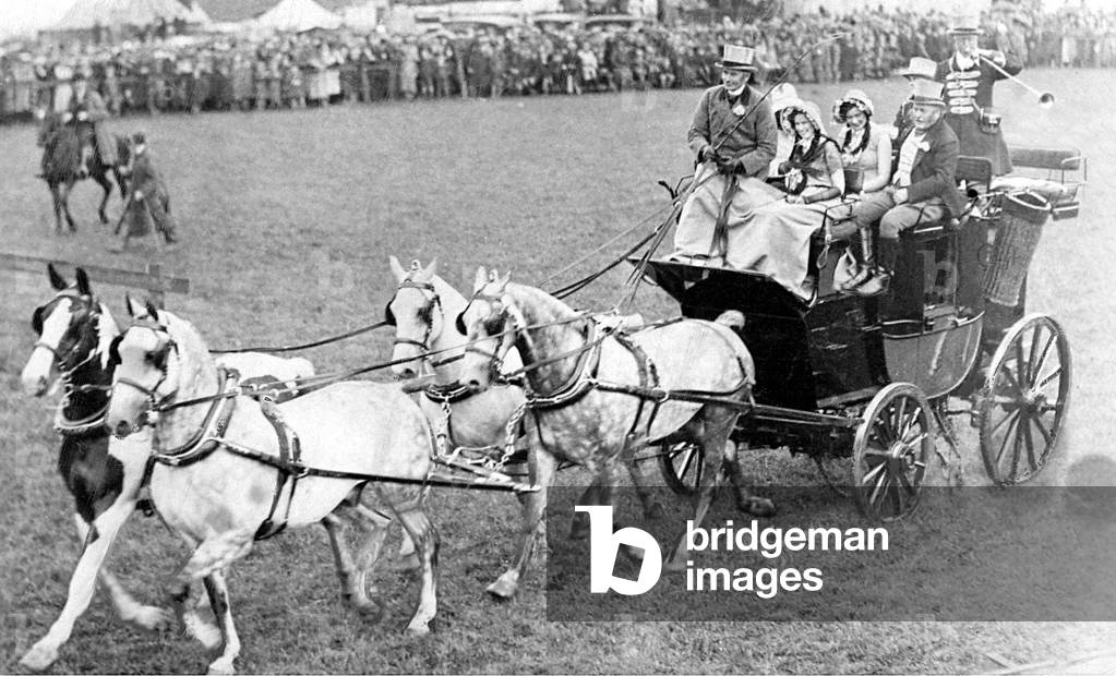 The four in hand Venture coach on show, 1930 (b/w photo)