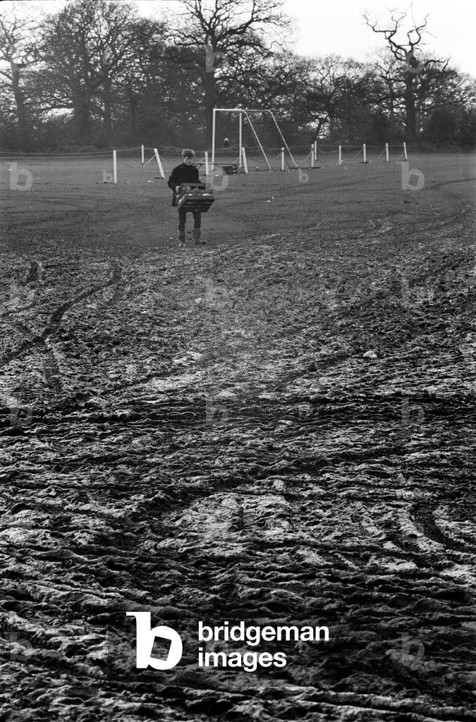 Highgate United F. C. ground the day after a storm which killed player Tony Allden after he was struck by lightning on the pitch. 26th February 1967 (photo)