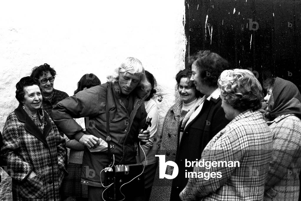 Disc jockey Jimmy Savile during his 1000 mile charity walk from John O'Groats to Land's End. Jimmy is pictured here in Greta Green, 12/03/1971