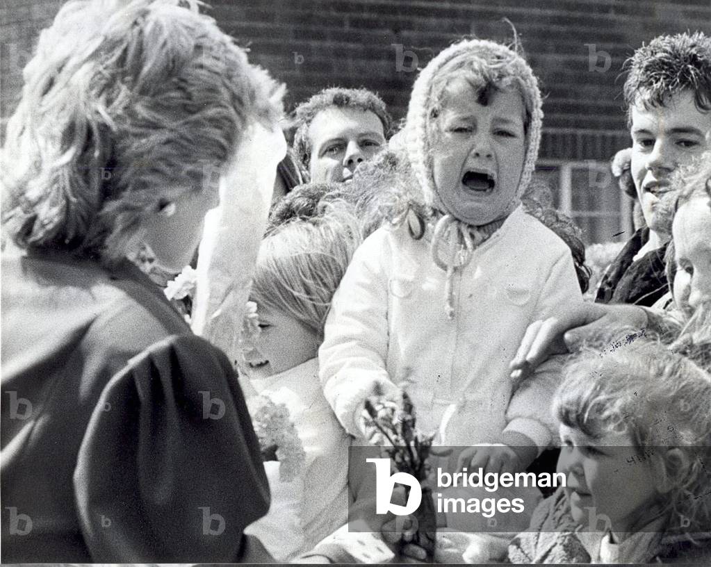 Princess Diana the Princess of Wales. (North East visits). Princess Diana meeting the crowds in South Shields. 22/05/1986 (b/w photo)