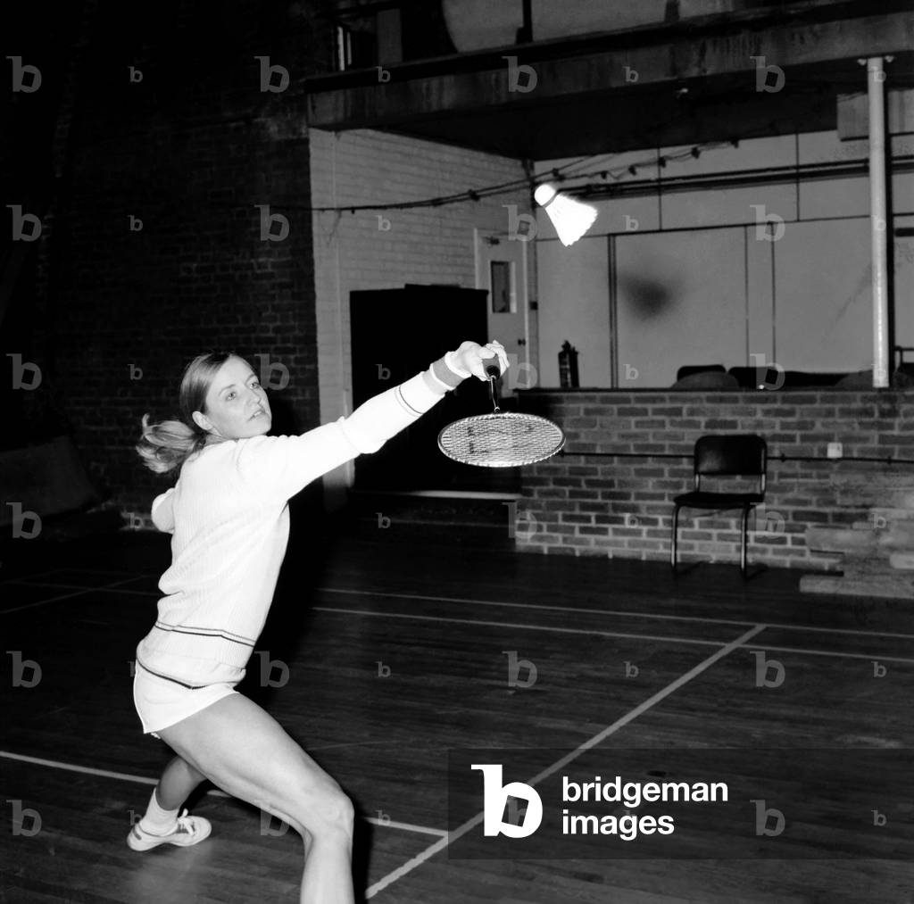 Badminton champion Gillian Gilks, March 1975 (b/w photo)