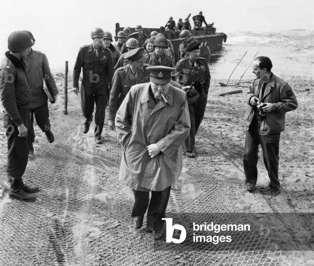 Winston Churchill examining the 